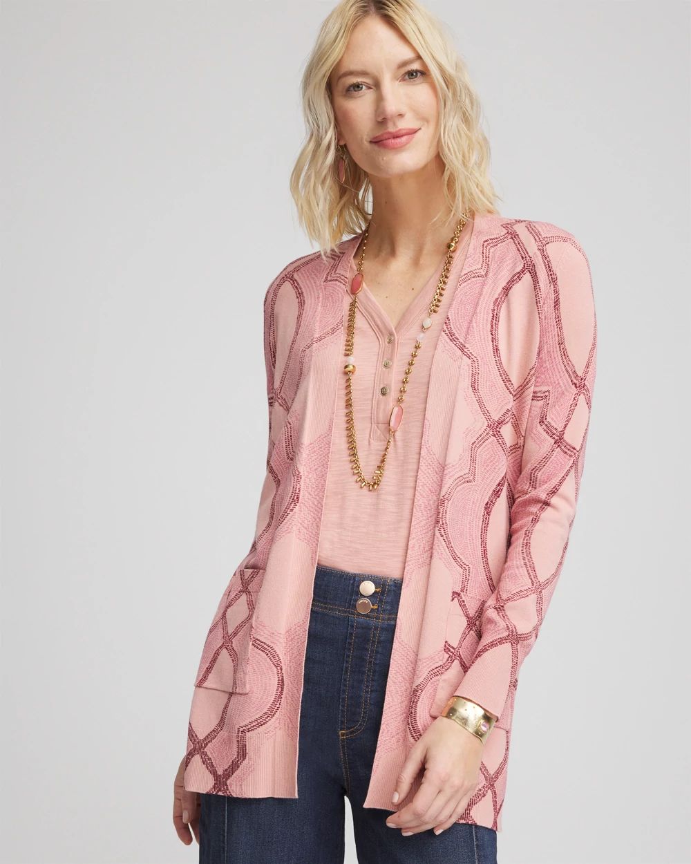 【初回限定】 Tile Open-Front Chico's | Cardigan トップス